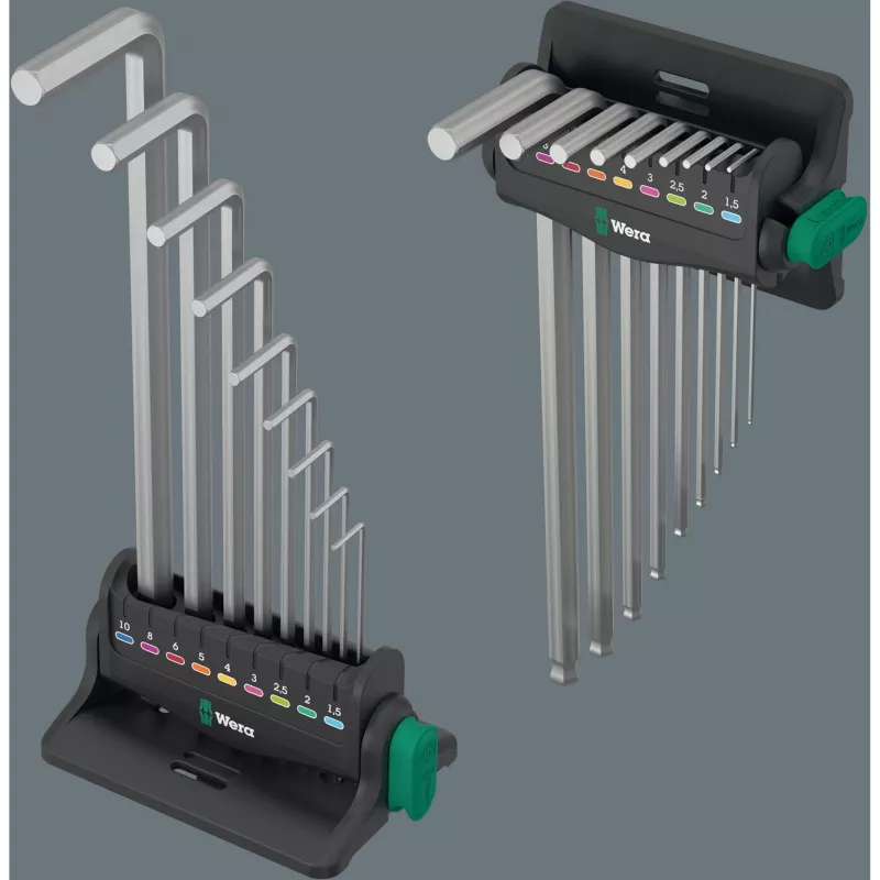 Wera 05022102001 conjunto de chaves sextavadas, forma L, métrico, 9 peças