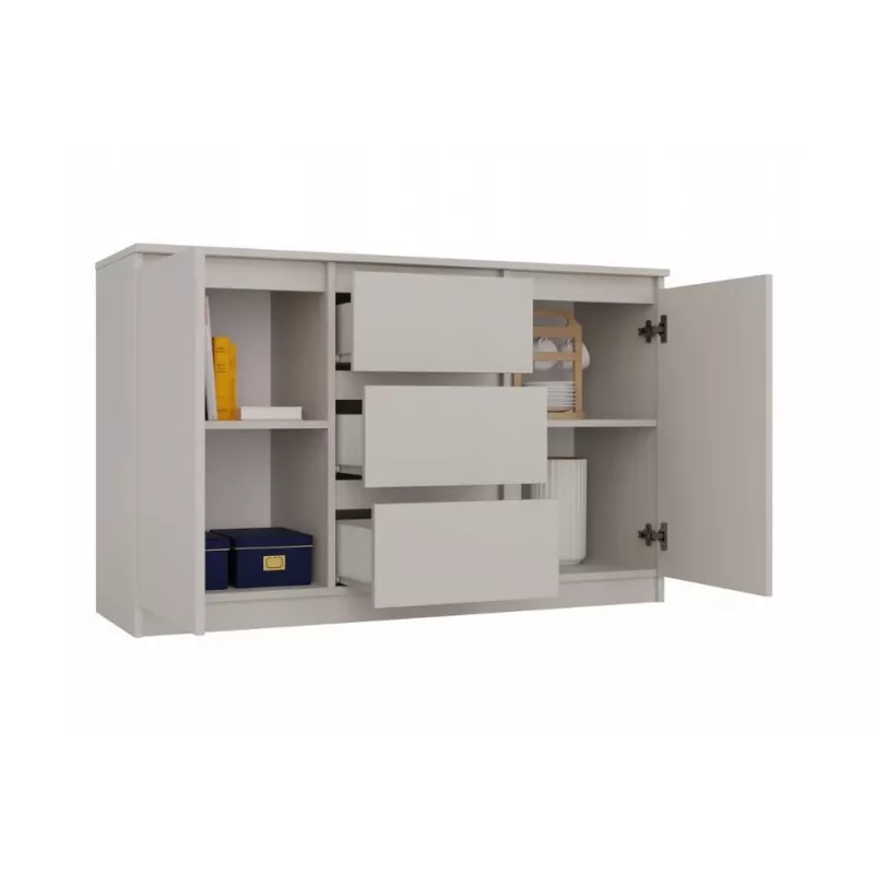 Cómoda com 2 portas e 3 gavetas, cor caxemira