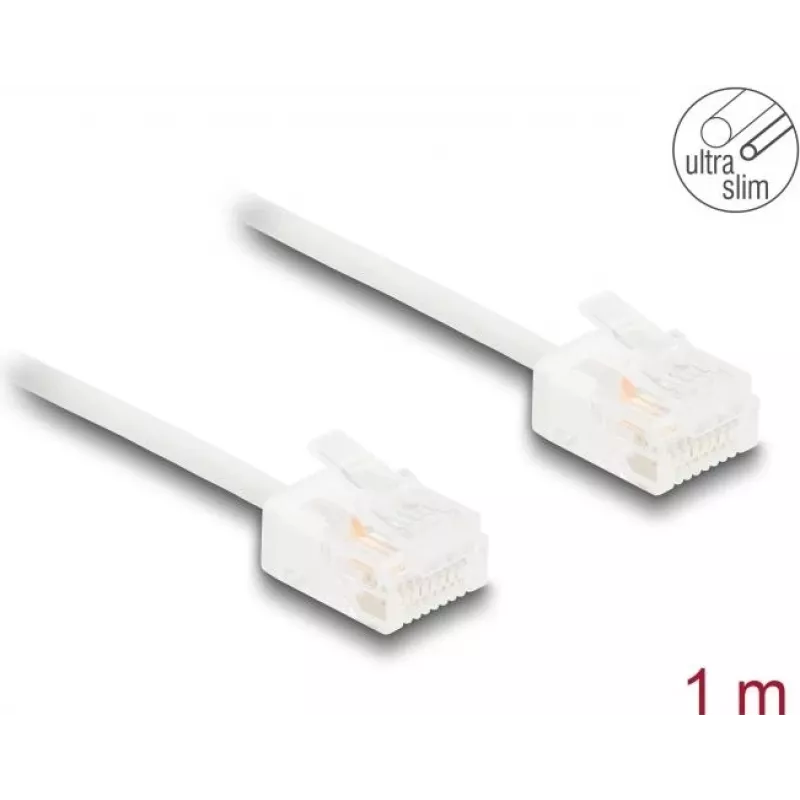 Cabo de rede DeLOCK RJ45 Cat.6 UTP ultra fino 1 m branco