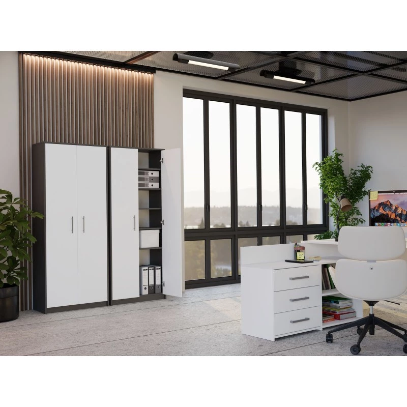 ESTANTE FECHADA OLIV 2D, ANTRACITE/Branco CONJUNTO