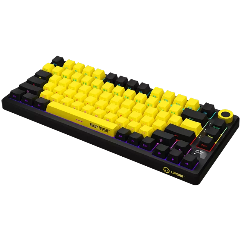 Teclado gaming mecânico sem fios LORGAR KBP7075W — Preto/Amarelo, layout EN