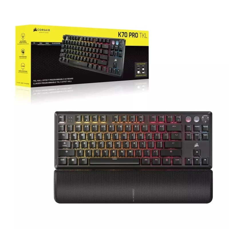 Teclado mecânico tenkeyless CORSAIR K70 PRO TKL — iluminação RGB, layout compacto