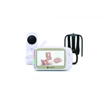 Intercomunicador de vídeo para bebé Motorola 5,0 polegadas Wi-Fi com fixação à cama Stargrip | VM45 Connect | branco