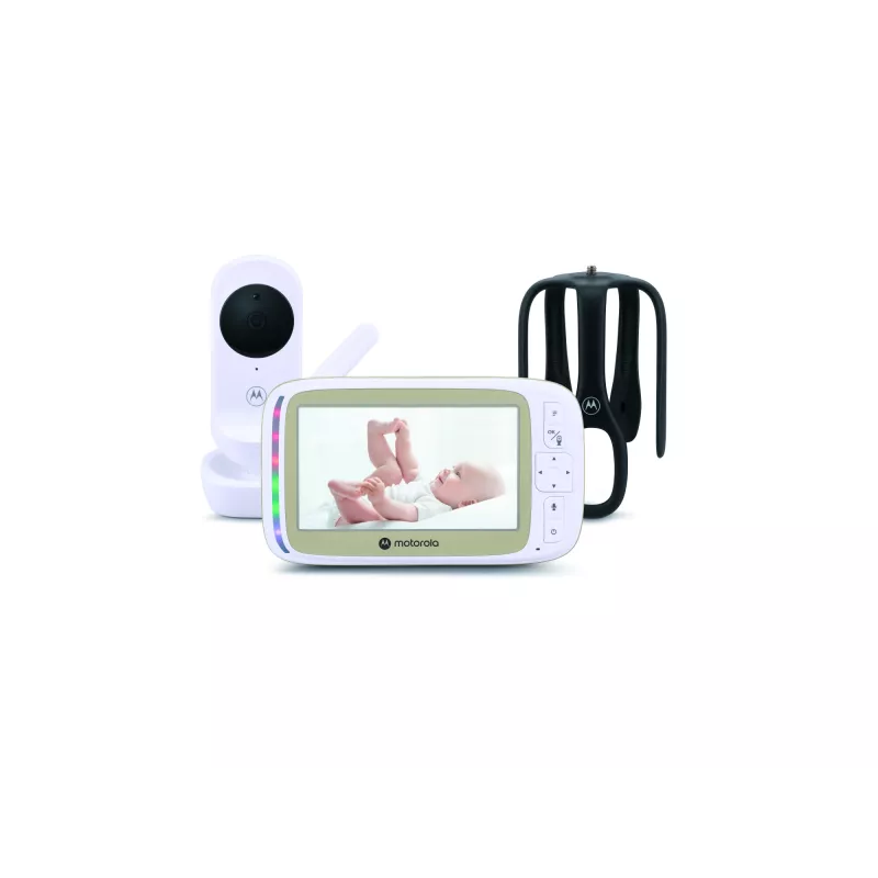 Intercomunicador de vídeo para bebé Motorola 5,0 polegadas Wi-Fi com fixação à cama Stargrip | VM45 Connect | branco