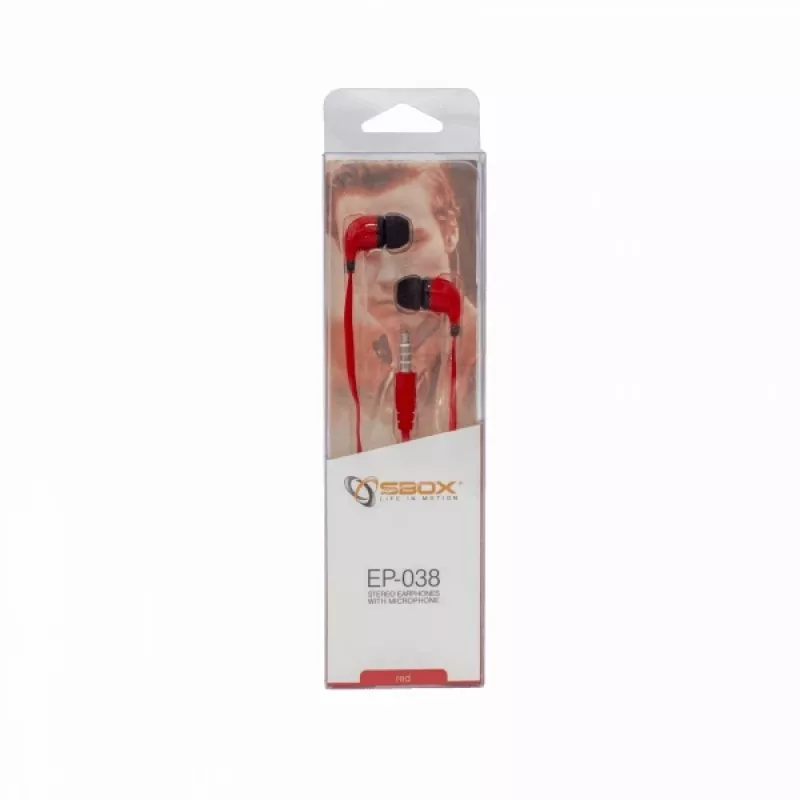 Auscultadores estéreo Sbox com microfone EP-038 Vermelho