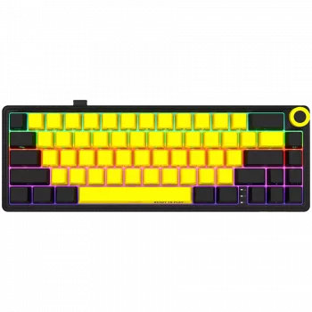 Teclado de gaming mecânico LORGAR KBP70MW 65% preto amarelo layout EN