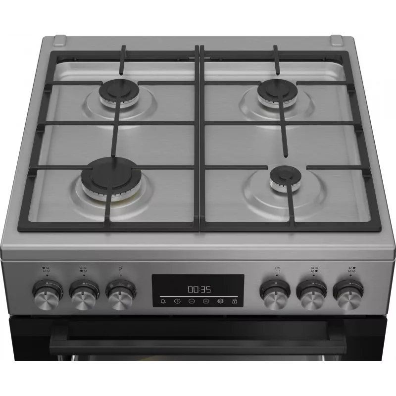 Fogão independente a gás-elétrico BEKO FBM62330GXTN 60 cm, placa a gás de 4 queimadores, forno elétrico de 72 l, classe de eficiência energética A