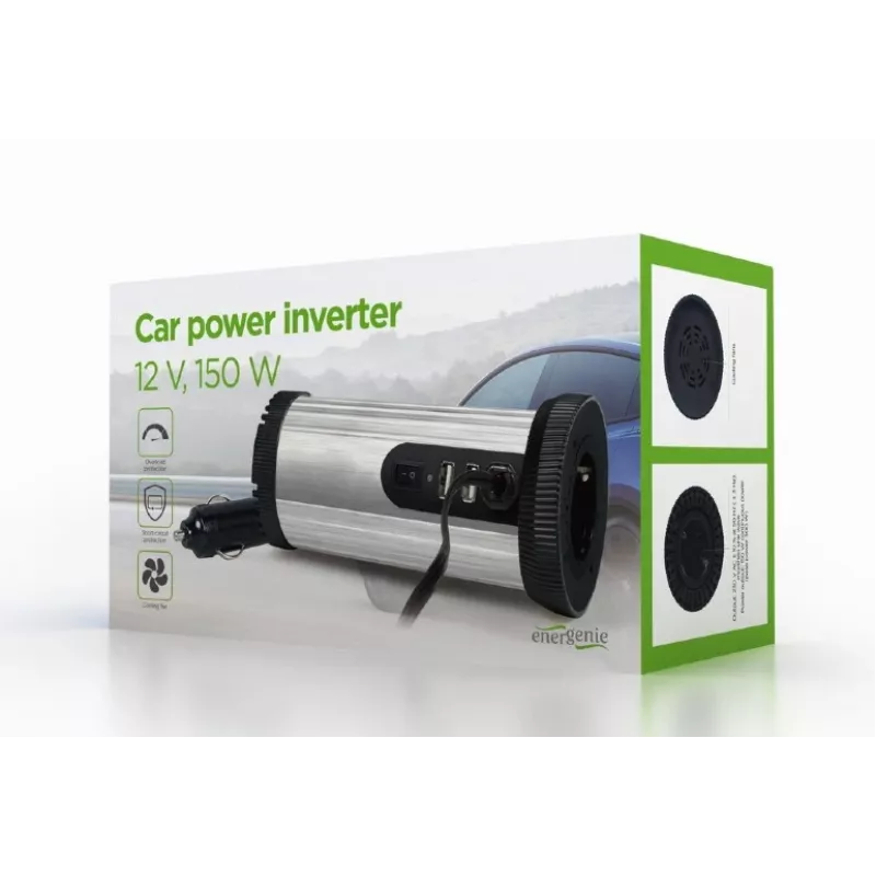 Adaptador/transformador de corrente Gembird EG-PWC150-01 para automóvel 150 W Preto, Cinzento