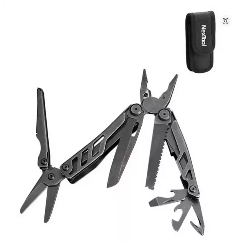 Multiferramenta Nextool Mini FLAGSHIP NE20122 — 10-em-1 multiferramenta compacta em aço inoxidável, preta, 67×27×17 mm, 83 g