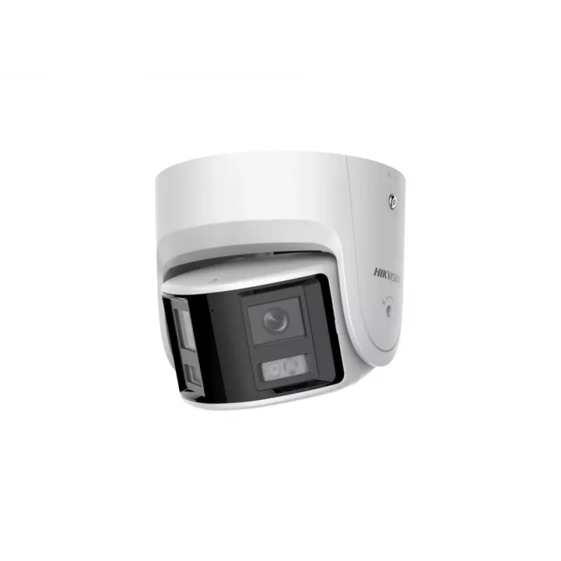 Câmara de vigilância IP Hikvision DS-2CD2346G2P-ISU/SL 4MP Turret, objetiva 2,8 mm, campo de visão 180°, IR 30 m, IP67, PoE/DC