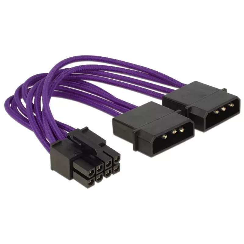 DeLOCK - Fonte de alimentação - alimentação interna, 4 pinos (M) - cabo de alimentação de 8 pinos (EPS12V) (W) - 15 cm - violeta (83703)