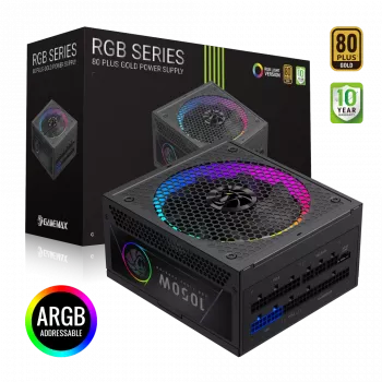 Fonte de alimentação Gamemax, 80 PLUS, Gold | RGB 1050G | 1050 W