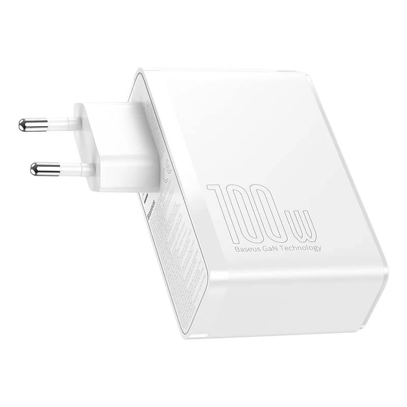 Carregador de viagem Baseus GaN2 Pro Quick 2x USB + 2x USB-C, 100W, EU (Branco)