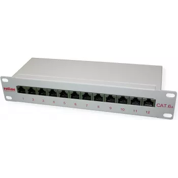 ROTRONIC-SECOMP Roline - Painel de patch - CAT 6a - RJ-45 X 12 - Cinzento - 1U - 25,4 cm (10