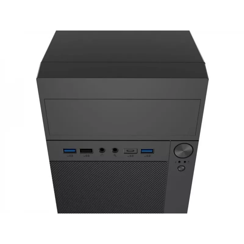 Caixa de PC NATEC Helix Mini Tower preto — microATX/Mini-ITX, 3×3,5 polegadas + 5×2,5 polegadas, GPU 33 cm, ligações USB-C/USB-A