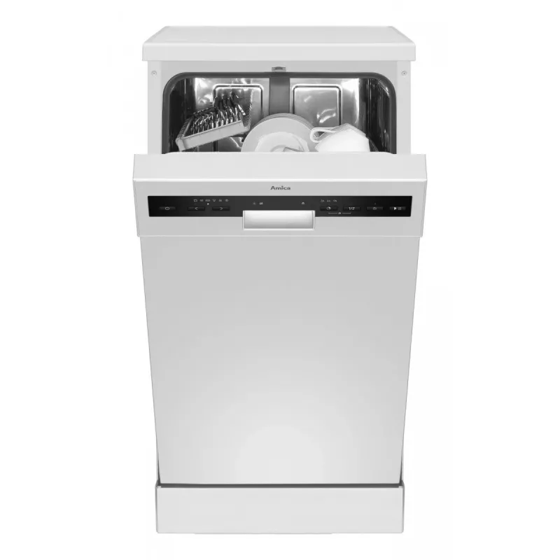 Amica DFM41E6qWMG máquina de lavar loiça de instalação livre, 10 conjuntos, 6 programas, 49 dB, classe energética E, branca