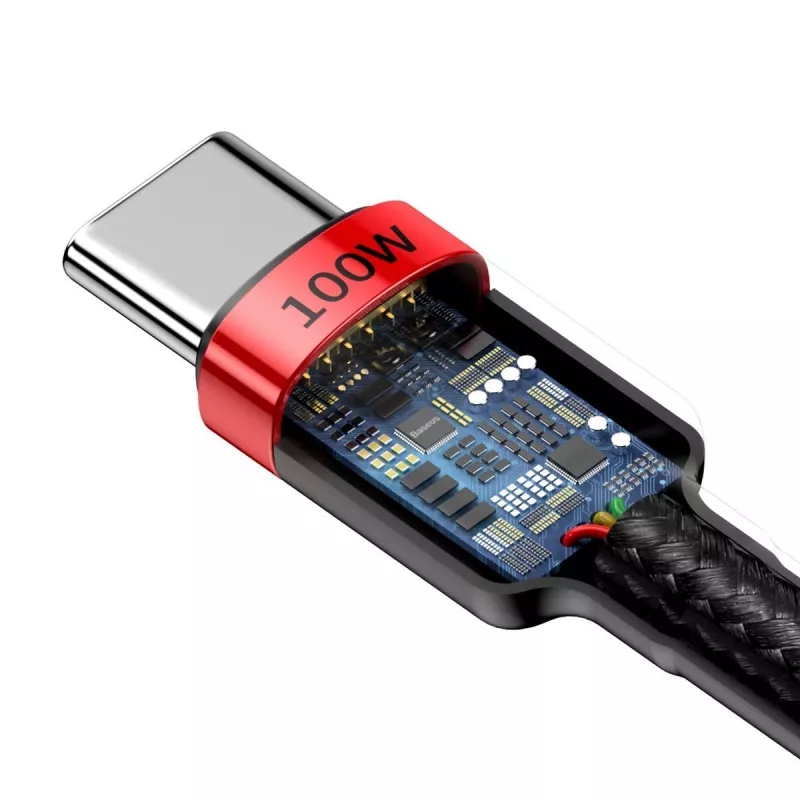 Cabo USB para USB-C Baseus Cafule PD2.0 100W Flash-Charging (20V 5A) 2m vermelho+preto