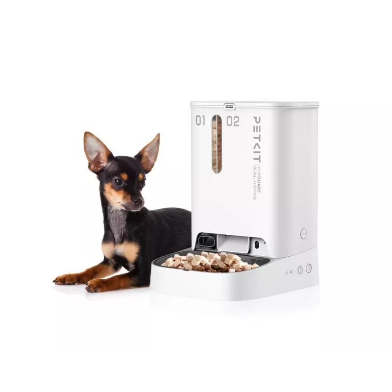 Comedouro e bebedouro automático duplo PETKIT YUMSHARE P591 — caixa ABS, branco, universal para cães e gatos