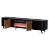 Móvel de TV Cama Meble Volare 200 x 39 x 49 cm preto/nogueira com lareira