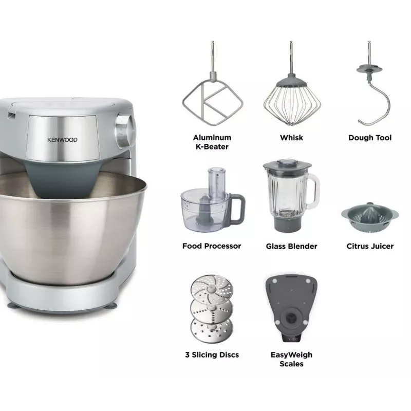 Kenwood Prospero+ Máquina de cozinha 1000 W 4,3 L Prateado, balança integrada em aço inoxidável
