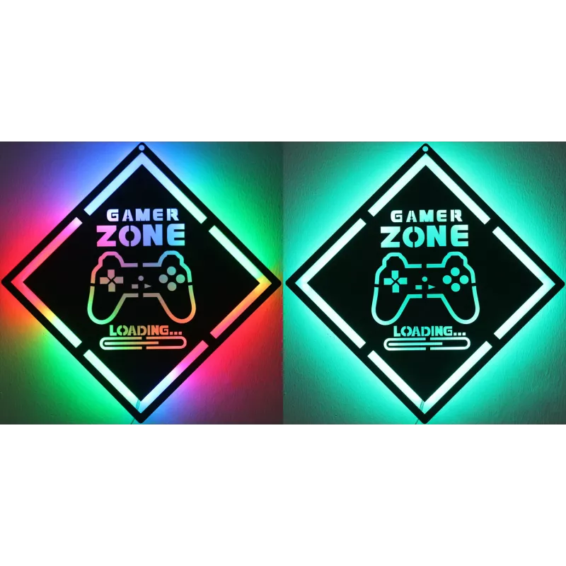 Placa LED Neon MANTA MASNL132RGB Style Neon Lights GAMER ZONE, decoração de parede com iluminação RGB