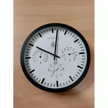 NeXtime Relógio 2635zw Estação meteorológica, Ø34 cm, parede, preto
