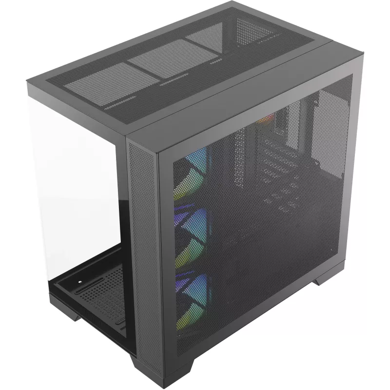 Caixa de PC Silentware View A-RGB preta VIEWpreto — caixa Mid-Tower com iluminação A-RGB