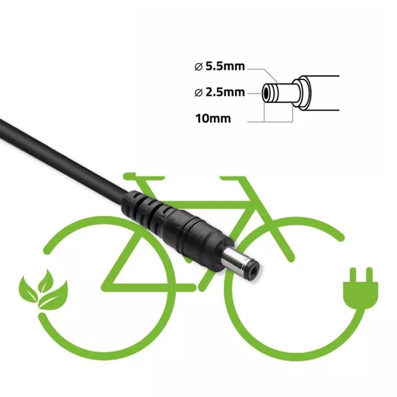 Carregador rápido Qoltec para trotinete elétrica e e-bike 36V | 42V | 2A | 5,5*2,5 | à prova de água + cabo de alimentação