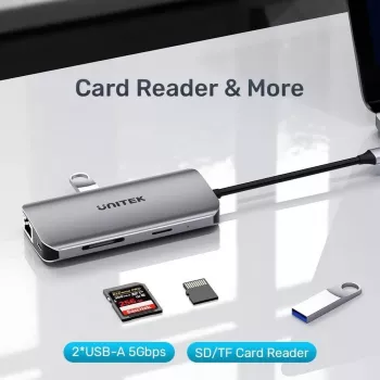 Hub USB-C Unitek D1122A01 com 2x HDMI 4K e 100W Power Delivery