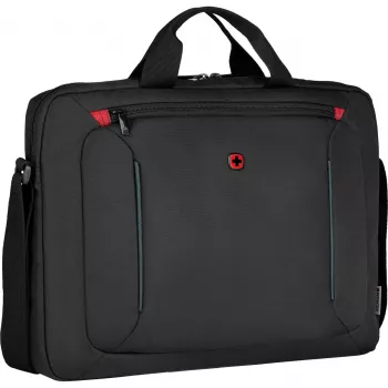 Mala para portátil Wenger BQ 16 Slimcase Toploader preto — compatível com portáteis de 16 polegadas, design toploader, compartimento acolchoado