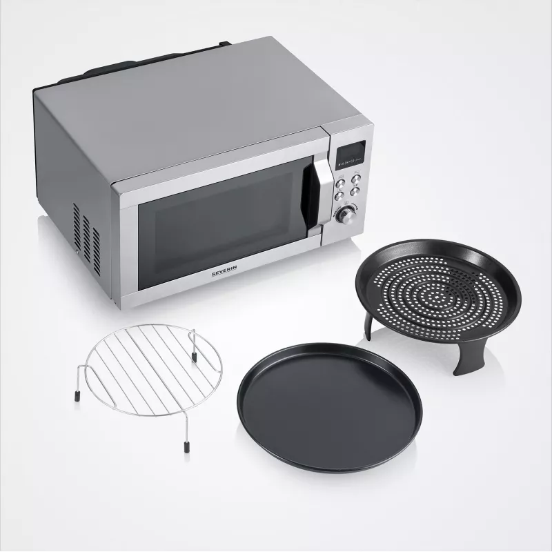 Micro-ondas combinado SEVERIN MW 7918, aparelho de instalação livre, 25 L, 900 W, visor LED, prateado