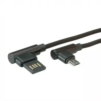 Cabo USB 2.0 ROLINE, angular, Type-A reversível - Micro B, ST/ST, preto, 0,8 m (11.02.8720)