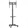 Maclean MC-949 suporte móvel com rodas para TV de 32–55 polegadas, VESA 75×75–400×400, máx. 25 kg, altura 149,5–154,5 cm, inclinação +5°, prateleira, preto