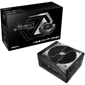 Fonte de alimentação ASROCK Taichi TC-1300T 1300 W 20+4 Pin ATX 80 PLUS Titanium, preta, ventoinha de 135 mm