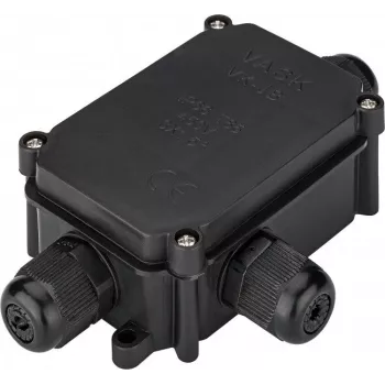 Caixa de proteção IP-66 Wentronic Goobay para conetores de aperto PG9, preta – para ligar 3 cabos em segurança (56660)