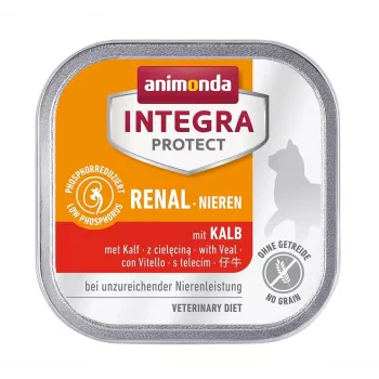 Comida húmida para gatos animonda Integra Protect vitela 100 g — para gatos adultos, sem cereais e sem soja, em caso de alergias alimentares