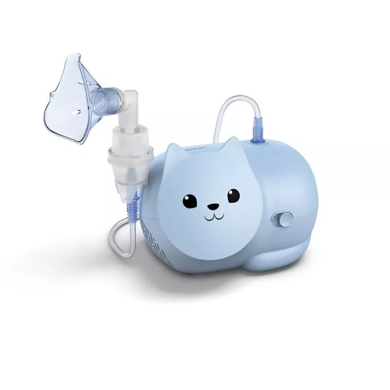 Nebulizador em malha Omron Nami Cat NE-C303K-KDE — inalador de mesa, 0,35 ml/min, para crianças e adultos, azul, B235 × T148 × H157 mm
