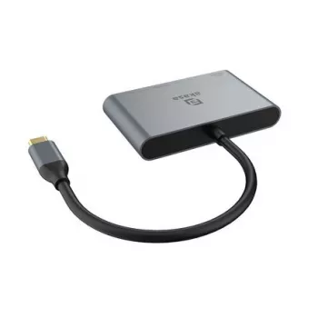 Hub multiportas Akasa 4 portas USB-C USB 3.2 Gen 2 com ficha porta de carregamento rápido - cabo - digital/dados