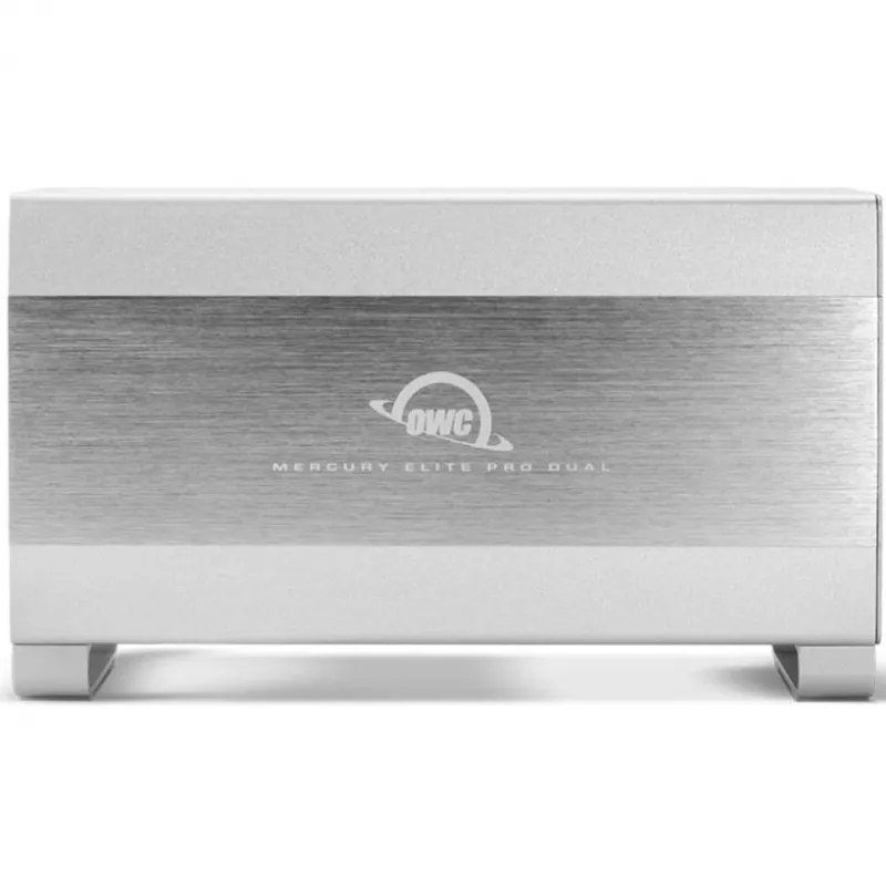 OWC Mercury Elite Pro Dual branco – caixa externa para 2 discos SATA de 3,5 polegadas, RAID 0/1/SPAN, USB Type-B
