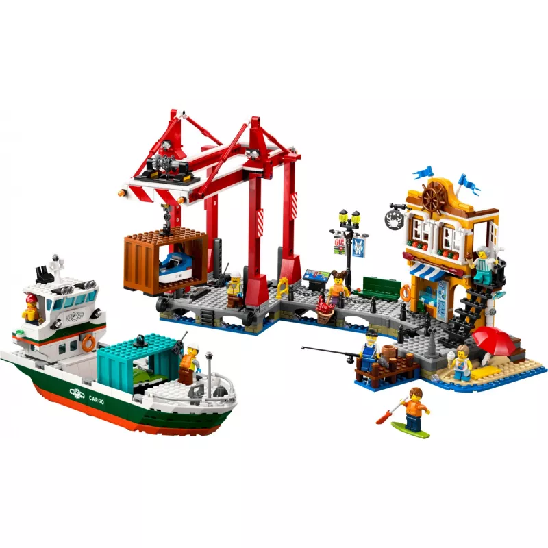 LEGO CITY 60422 Porto à Beira-Mar com Navio de Carga