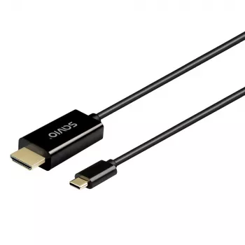 Cabo USB-C SAVIO CL-191 2 m — USB-C para USB-C, macho para macho, Preto, revestimento em plástico, condutores em cobre