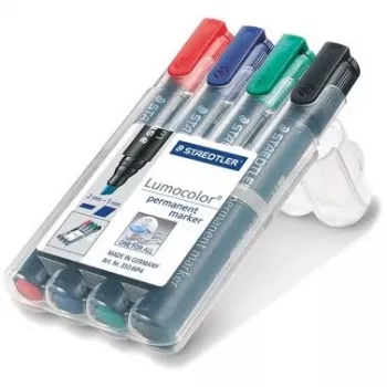 Marcador Staedtler Lumocolor 350 WP4 4 unid. preto azul verde vermelho