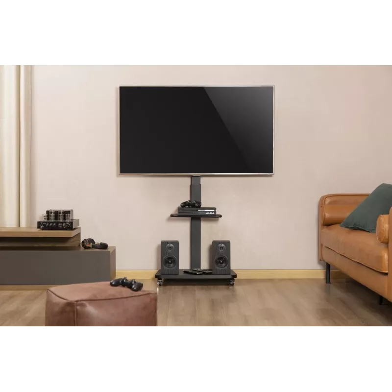 Suporte de chão para TV Gembird TVS-75S-02 com rodas, 37 - 75, preto