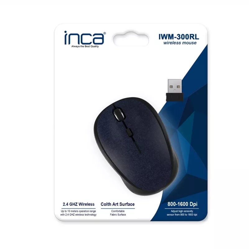 Rato Cian Technology GmbH INCA IWM-300RL Nano-USB Wireless 1600 DPI têxtil BL retalho - rato
