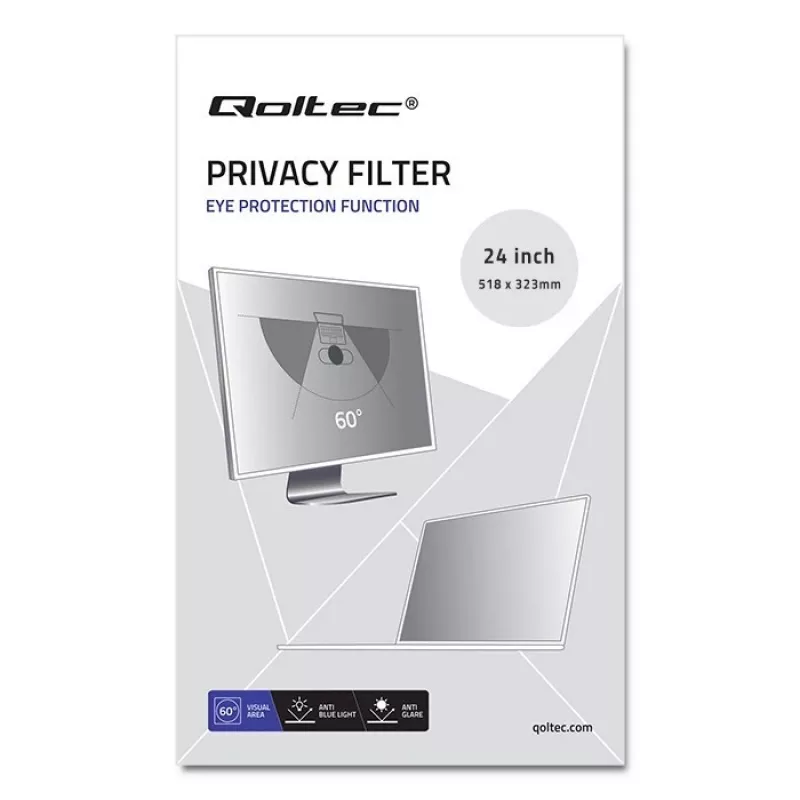 Filtro de privacidade Qoltec 51061 para monitor de 61 cm (24 polegadas)