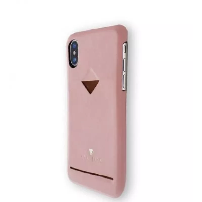 Capa traseira VixFox para iPhone XSMAX com compartimento para cartões, rosa