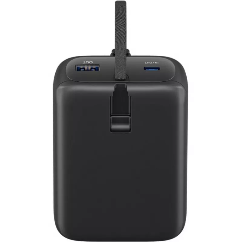 Powerbank 20.000 mAh, cabo USB-C integrado 13 cm, 30 watts (preto, 20 Ah, 1x USB-A, 2x USB-C, PD, QC)
