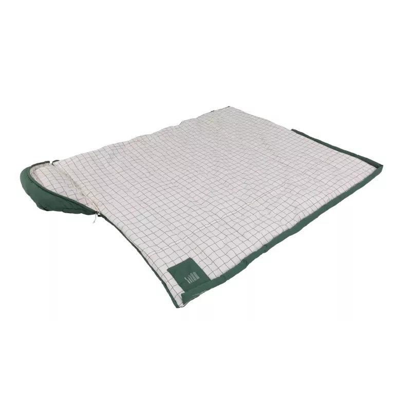 Saco de dormir Outwell Camper Prime semirretangular 900×2350 mm, altura máx. do utilizador 200 cm, algodão/poliéster, verde
