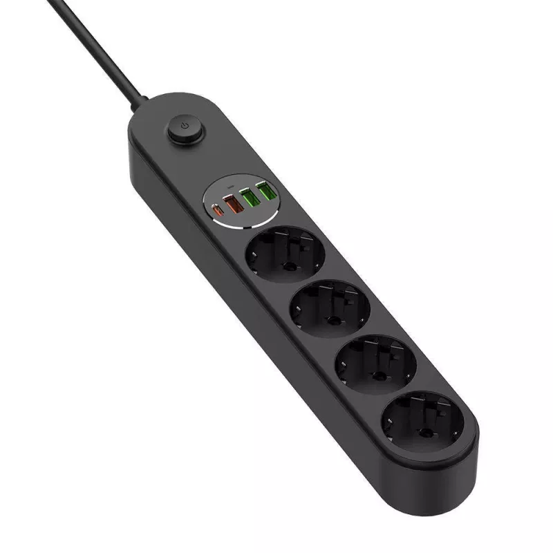Régua de tomadas ColorWay CW-CHE44PDB — 4 tomadas AC, 2 portas USB