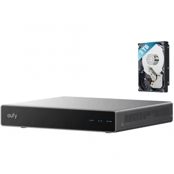 Gravador de vídeo em rede Eufy S4 – NVR de 8 canais, 4K (3840x2160), disco rígido de 2 TB, expansível até 16 TB, preto/cinzento